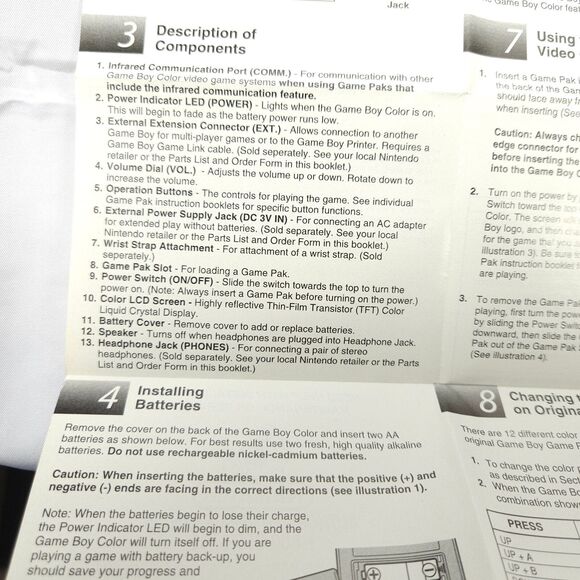 Gameboy Color Nintendo Instruction Booklet Console Manual Handheld - Picture 4 of 6